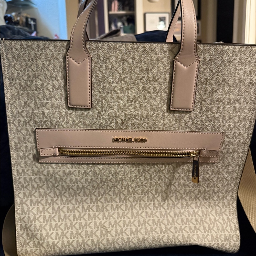 Michael Kors Signature Beige and Brown Tote
